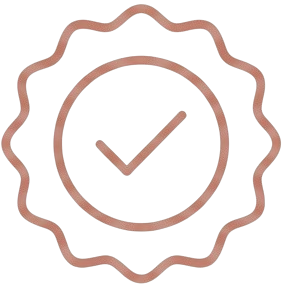 Certified checkmark seal badge icon