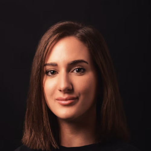 Professional woman portrait dark background